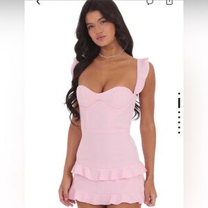 LUCY IN THE SKY pink ruffle bodycon